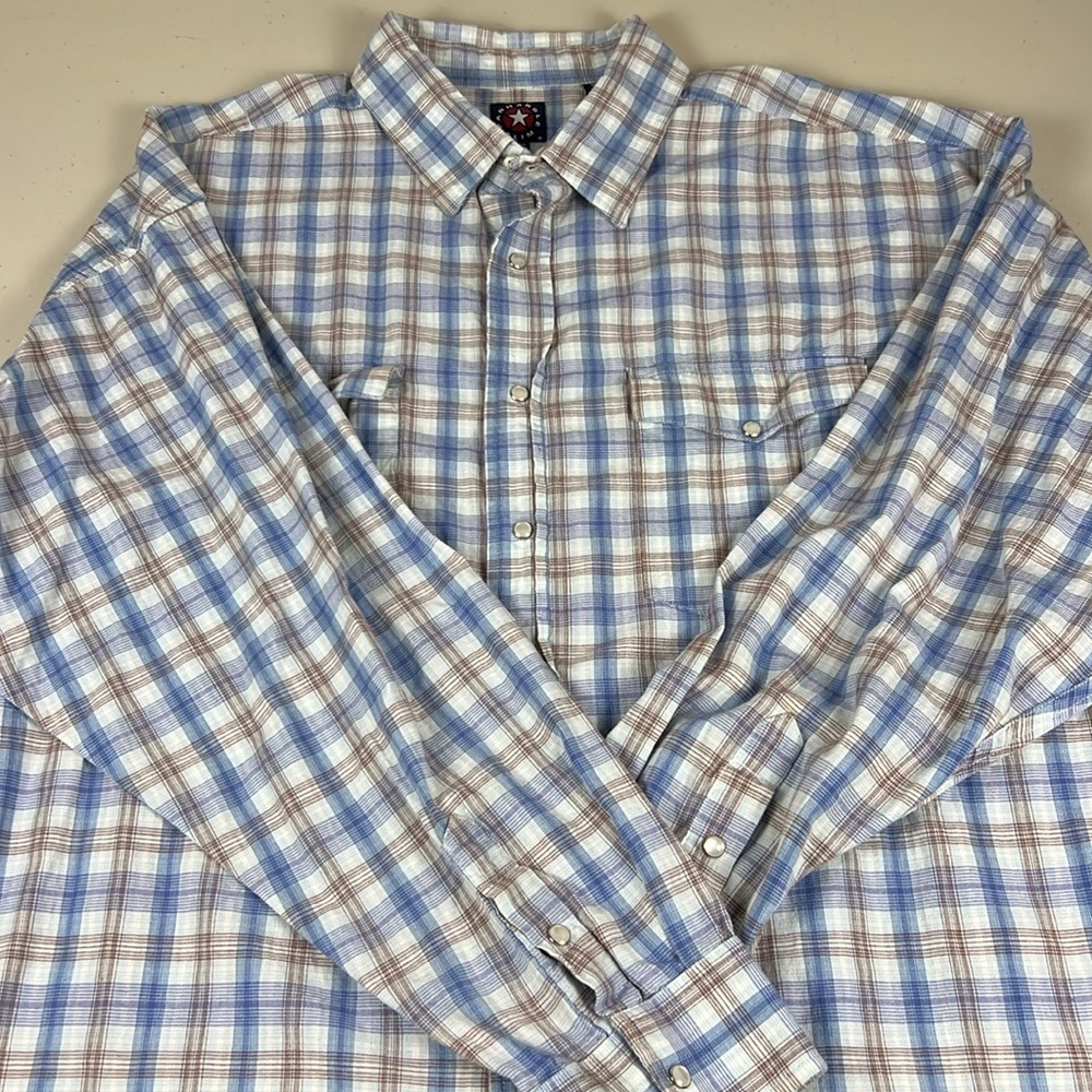 Panhandle Slim Western Long Sleeve Pearl Button Down Plaid Size‎ XXL